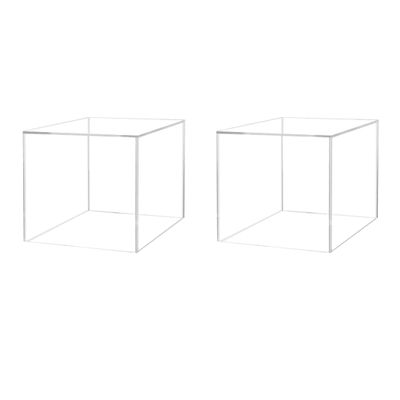 2 Pack Clear Acrylic Display Box 4" Square Storage Cube for Collectibles Weddings Treats Jewelry Boxes No Base 1 Side Open No Assembly by Marketing Holders