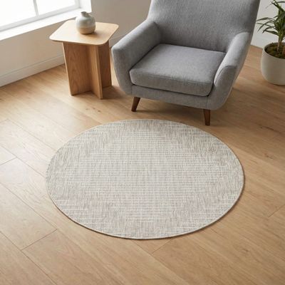Rugs.com - Outdoor Modern Rug 3 Ft Round Gray Indoor/Outdoor Rug Washable & Stain-Resistant, Perfect for Patios, Decks, and Porches