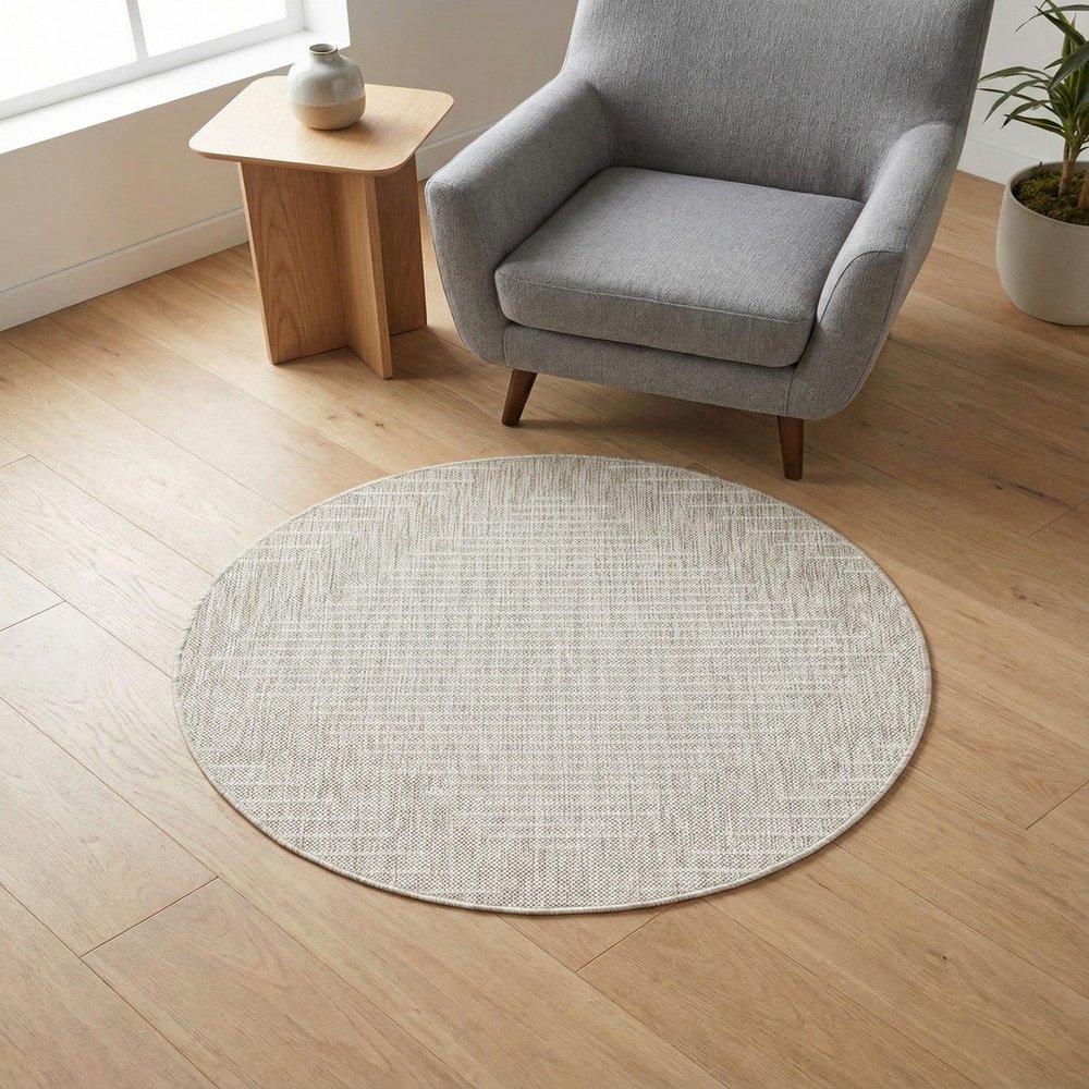 Rugs.com - Outdoor Modern Rug 3 Ft Round Gray Indoor/Outdoor Rug Washable & Stain-Resistant, Perfect for Patios, Decks, and Porches