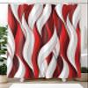 ZFUNCING Shower Curtain for Bathroom Abstract Geometric Wave Stripes Waterproof Bath Curtains Grommet Shower Curtains with Hooks for Bathtubs Toilet Decor 66x72in Burgundy Red White Gradient view 2