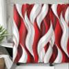 ZFUNCING Shower Curtain for Bathroom Abstract Geometric Wave Stripes Waterproof Bath Curtains Grommet Shower Curtains with Hooks for Bathtubs Toilet Decor 66x72in Burgundy Red White Gradient view 3