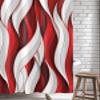 ZFUNCING Shower Curtain for Bathroom Abstract Geometric Wave Stripes Waterproof Bath Curtains Grommet Shower Curtains with Hooks for Bathtubs Toilet Decor 66x72in Burgundy Red White Gradient view 4
