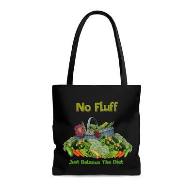 No Fluffs Just Balanced Diet Reusable Tote Bag Large Mini Black Tote Bag Canvas for Shopping, Delivery, Beach, and Picnics (Medium)