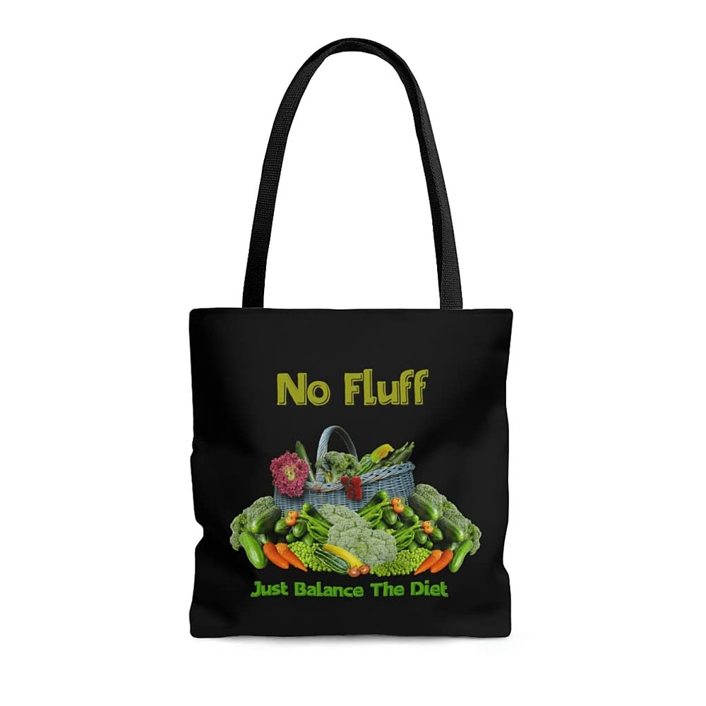 No Fluffs Just Balanced Diet Reusable Tote Bag Large Mini Black Tote Bag Canvas for Shopping, Delivery, Beach, and Picnics (Medium)