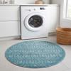 Rugs.com - Outdoor Trellis Textured Rug 3 Ft Round Aqua Washable Indoor/Outdoor Rug High-Low Textured Geometric Area Rug for Patio, Deck, and Porch view 1