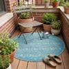 Rugs.com - Outdoor Trellis Textured Rug 3 Ft Round Aqua Washable Indoor/Outdoor Rug High-Low Textured Geometric Area Rug for Patio, Deck, and Porch view 4