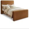 Meridian Furniture SloanSaddle-Q Sloan Collection Modern | Contemporary Velvet Upholstered Queen Bed with Rich Soft Saddle Velvet, Curved Headboard/Footboard, 66" W x 96" D x 45" H, Saddle, Queen view 1