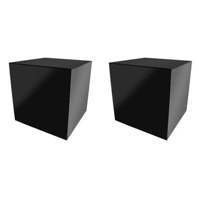 2 Pack 14" Acrylic Display Riser Box with One Open Side No Lid Versatile Glossy Black Square Retail Merchandise Storage Bin or Product Platform by Marketing Holders