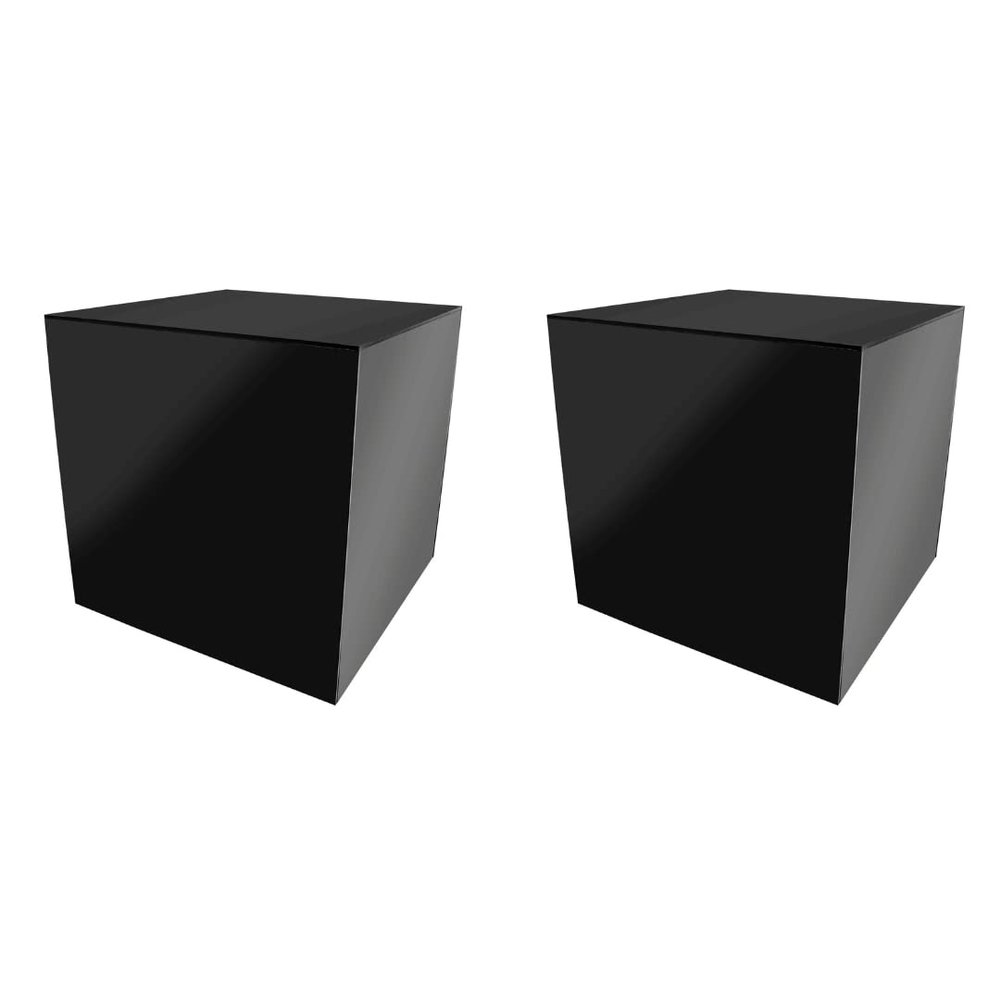 2 Pack 14" Acrylic Display Riser Box with One Open Side No Lid Versatile Glossy Black Square Retail Merchandise Storage Bin or Product Platform by Marketing Holders