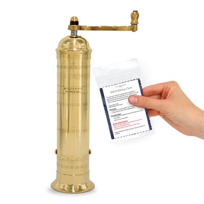 Alexander Home The Original Greek Pepper Mill 10 Inch Tall | European Pepper Mill Grinder with Crank Handle | Manual Pepper Grinder | Peppercorns Refillable - Brass