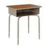 BizChair Student Desk - Walnut Open Front School Desk - Silver Metal Frame - 24" W x 18" D Adjustable Height, Durable for School or Remote Learning view 3