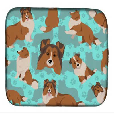 Caroline's Treasures MLM1035DDM Sheltie Dish Drying Mat Absorbent Dish Drying Mat Pad for Kitchen Counter Dish Drainer Mat for Countertop, 14 x 21", Multicolor