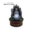 HIHELO Indoor Tabletop Waterfall Fountain Indoor Buddha Fountain Tabletop Water Fountain Sitting Buddha Zen Fountain Resin Crafts Indoor Living Room Desktop Office Decoration Meditation Fountain view 2
