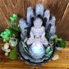 HIHELO Indoor Tabletop Waterfall Fountain Indoor Buddha Fountain Tabletop Water Fountain Sitting Buddha Zen Fountain Resin Crafts Indoor Living Room Desktop Office Decoration Meditation Fountain view 4