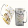 Generic Personalized Ceramic Mugs, 12 Elegant White 11 oz Baptism Mugs with Ribbon and Thank You Card, Microwave & Dishwasher Safe view 1