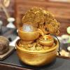 HIHELO Indoor Tabletop Waterfall Fountain Gold Money Tree Water Fountain Ornaments Feng Shui Transfer Ball Waterscape Office Living Room Desktop Decoration Meditation Fountain view 4