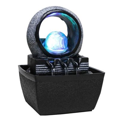 HIHELO Indoor Tabletop Waterfall Fountain Small Indoor Leisure Waterfall Fountain with LED Crystal Ball Home Feng Shui Lucky Decoration Tabletop Fountain, Resin, 13cm12cm18.5cm Meditation Fountain