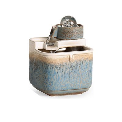HIHELO Indoor Tabletop Waterfall Fountain Tabletop Fountain Office Desk Decoration Fountain Indoor Small Ceramic Desktop Fountain Bedroom Living Room Humidifier Table Fountain Meditation Fountain
