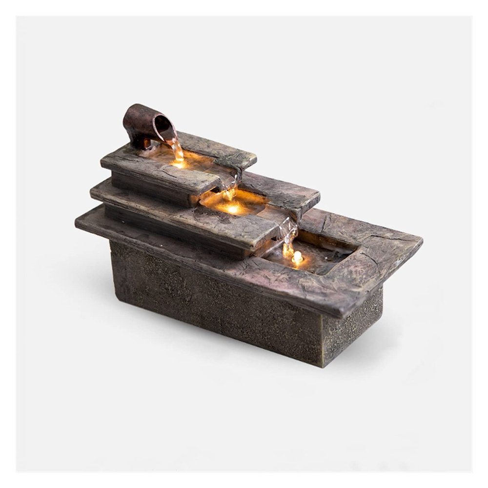 HIHELO Indoor Tabletop Waterfall Fountain Indoor Tabletop Water Fountain Creative Recycled Water Resin Waterfall Fountain - for Give Gifts Home Bedroom or Office Decor Meditation Fountain