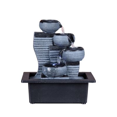 HIHELO Indoor Tabletop Waterfall Fountain Resin Rockery Indoor Fountains Waterfall Feng Shui Desktop Waterscape Office Table Ornaments Crafts Home Decor Meditation Fountain (Color : Brass)