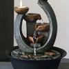 Indoor Tabletop Waterfall Fountain Multifunction Indoor Water Fountain & Candle Holders With Lights Three Tier Soothing Cascading Tabletop Fountains With Rocks Meditation Fountain ( Color : Brass ) view 3