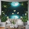 EMMTEEY Forest Tapestry Fantasy Fairytale with Flying Butterflies by an Enchanted Pond at Night in the Moonlight Wall Art 80X60 for Bedroom Teen Girl 80'' L x 60'' W view 3