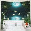 EMMTEEY Forest Tapestry Fantasy Fairytale with Flying Butterflies by an Enchanted Pond at Night in the Moonlight Wall Art 80X60 for Bedroom Teen Girl 80'' L x 60'' W view 4