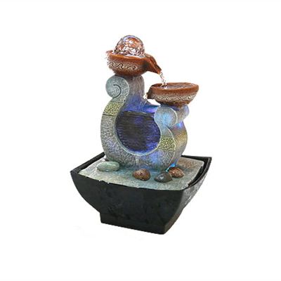Indoor Tabletop Waterfall Fountain Desktop Water Fountains FengShui Ornaments Desktop Led Waterfall Fountain Indoor Waterscape Tabletop Water Fountain Creative Decorations Meditation Fountain ( Color
