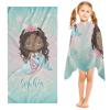 African American Mermaid Beach Towel Personalized Custom Name Bath Towels for Women Men 30 x 60 Inch view 1