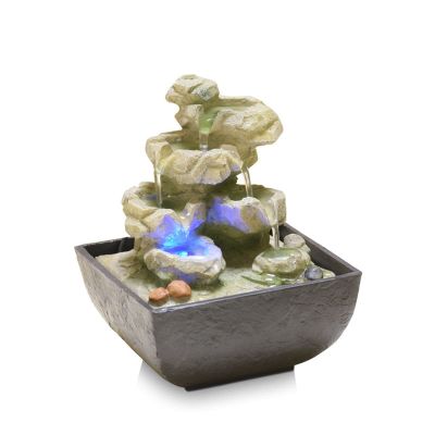 HIHELO Indoor Tabletop Waterfall Fountain Lucky Fengshui Ball Desktop Water Fountain Indoor Artificial Craft Gifts Home Club Office Decoration Tea Set Meditation Fountain (Color : Brass)