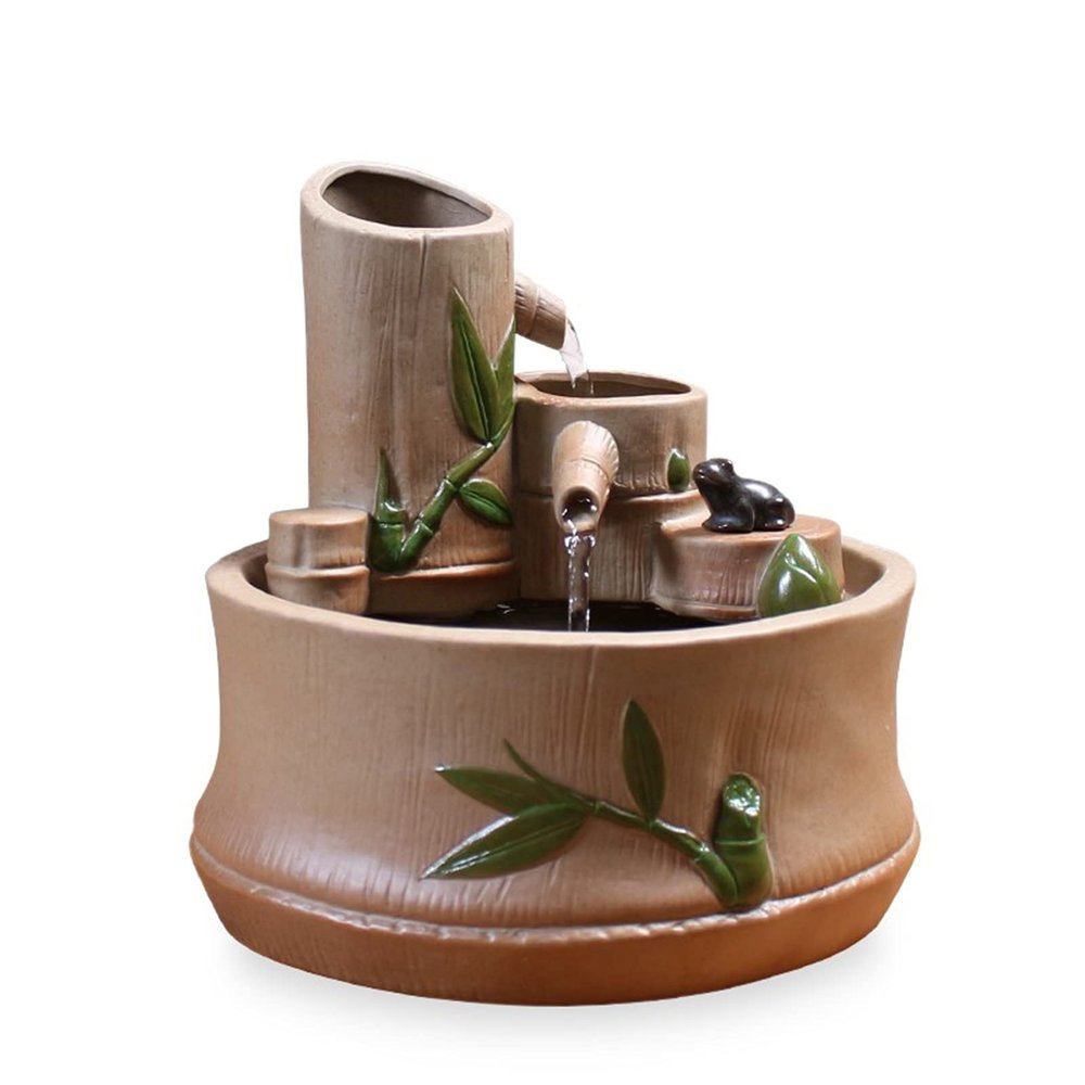 HIHELO Indoor Tabletop Waterfall Fountain Tabletop Fountain Indoor Relaxation Tabletop Zen Garden Decor with Water Fountain Automatic Pump Natural Water Sound for Home or Office Meditation Fountain