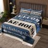 3 Piece Lake House Quilt Bedding Set Women Aldult Lightweight Bedding Rustic Farmhouse Bedspread Set Navy White Wood Bedspread Coverlet Soft Microfiber Home Quilt Set for King Bed All Season view 2