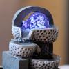 HIHELO Indoor Tabletop Waterfall Fountain Tabletop Fountain Desktop Geometry Flowing Water Small Fountain Circulating Water Feature Feng Shui Wheel Crafts Living Room Decoration Meditation Fountain view 3