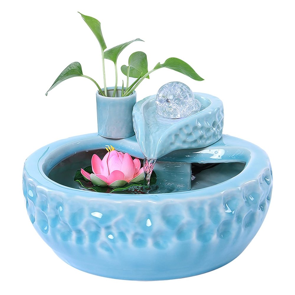 HIHELO Indoor Tabletop Waterfall Fountain Indoor Water Fountain with Turn Beads Waterfall Tabletop Fountain Soothing Sound for Office and Home Dcor Meditation Fountain