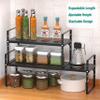 SUZLON Expandable Cabinet Shelf Organizer Rack, Stackable Kitchen Counter Storage Shelves Stand, Adjustable Height Pantry Shelf Spice Rack, Heavy Duty Nonslip Black Large 2Pack view 3