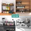 SUZLON Expandable Cabinet Shelf Organizer Rack, Stackable Kitchen Counter Storage Shelves Stand, Adjustable Height Pantry Shelf Spice Rack, Heavy Duty Nonslip Black Large 2Pack view 4