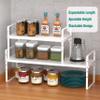 SUZLON Expandable Cabinet Shelf Organizer Rack, Stackable Kitchen Counter Storage Shelves Stand, Adjustable Height Pantry Shelf Spice Rack, Heavy Duty Nonslip White Large 1Pack view 3