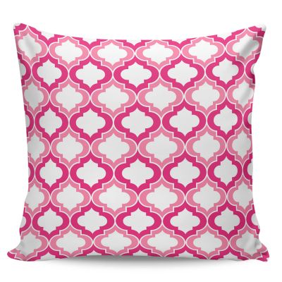 EZON-CH Throw Pillow Covers Decorative Pillow Cover 16x16 Inch Pink and White Moroccan Pattern Geometric Velvet Square Pillowcase Soft Cushion Covers for Sofa Couch Bed Chair