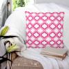 EZON-CH Throw Pillow Covers Decorative Pillow Cover 16x16 Inch Pink and White Moroccan Pattern Geometric Velvet Square Pillowcase Soft Cushion Covers for Sofa Couch Bed Chair view 3