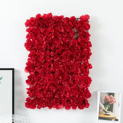 clinmday 40x60cm Artificial Flower Wall,Modern Realistic Vivid Non-Fading,Three-Dimensional Background Wall Decoration,Background Wall Decoration Wedding Supplies Red