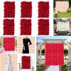 clinmday 40x60cm Artificial Flower Wall,Modern Realistic Vivid Non-Fading,Three-Dimensional Background Wall Decoration,Background Wall Decoration Wedding Supplies Red view 2