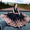VEYEBZ Car Ornaments Wedding Cartoon Doll Handmade Ornaments Black Peacock Dress view 1