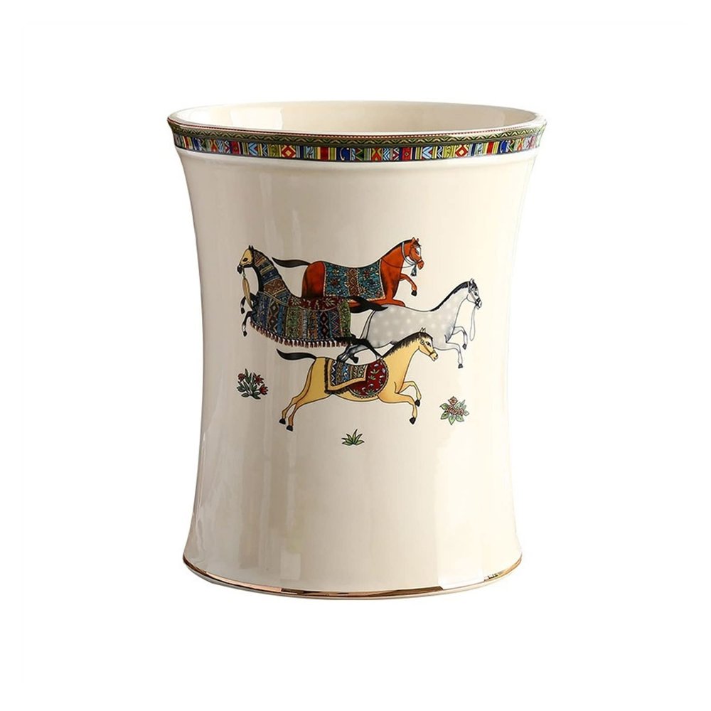 CANMNT Trash Can Ceramic Trash Can Household Large Retro Coverless Trash Can Living Room Bedroom Kitchen Toilet Available Trash Can Wastebasket