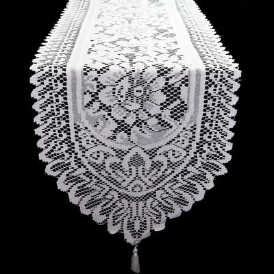 13 x 108 Inch Crochet Lace Table Runners for Weddings (White)