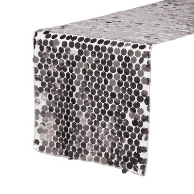 14 x 108 inch Large Payette Sequin Table Runners (Silver)