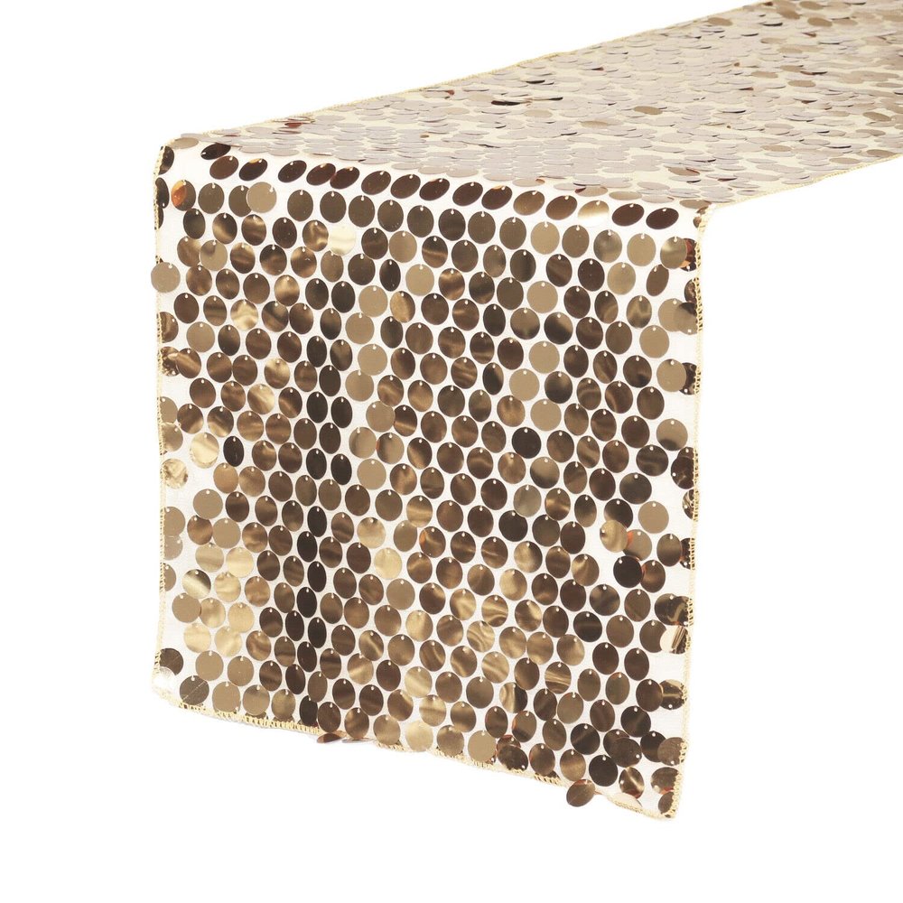 14 x 108 inch Large Payette Sequin Table Runners (Champagne)