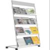 TONGMO Floor-Standing Magazine Rack 4-Layer with Wheels, Brochure Display Stand, High-hardness metal for Exhibitions, Office, and Any Organization Requiring Information Display (Silver) view 1
