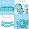 142 Pieces Pool Birthday Party Supplies - Summer Pool Tableware Set Plate,Cups,Tablecloth for Summer Pool Birthday Party, Hawaii Holiday Decorations view 2