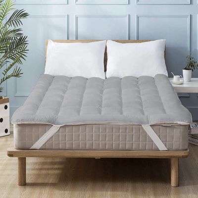 Pure Eco Mattress Topper King Size,Deep Pockets (8-22" Depth) Fits, 500TC Cotton Pad Cover, 1000 GSM Mattress Pads, Extra Thick Cooling King Size Bed Mattress Topper 76"x80" Inches Silver