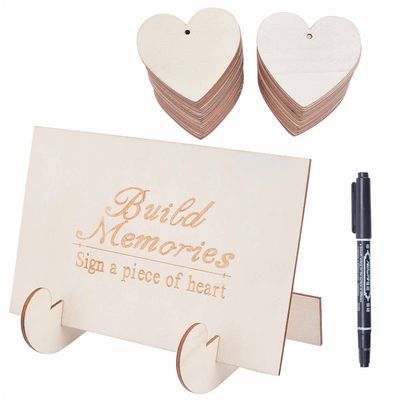 CRASPIRE Wedding Guest Book Alternative, for Guests to Sign with 3PCS Pens and 100PCS Wooden Sign Hearts Rustic Wedding Decorations for Wedding Decorations Shower Birthday